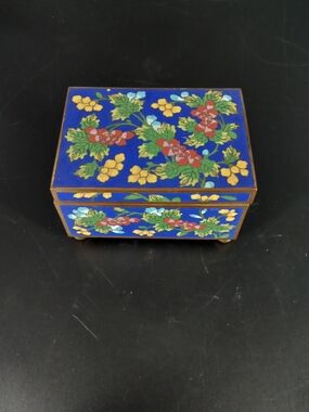 Blue Floral Cloisonné Trinket Box